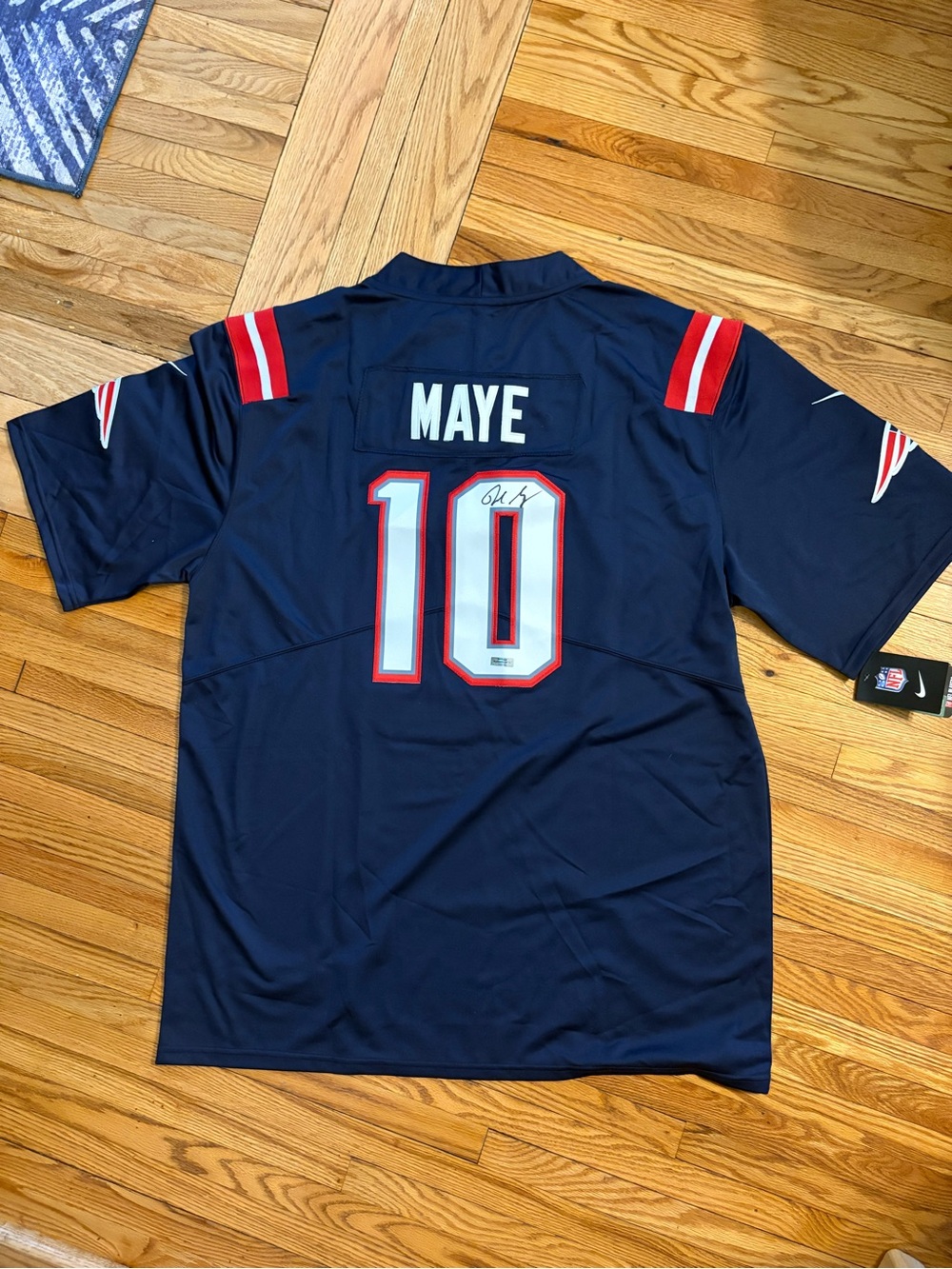Autographed Drake Maye #10 New England Patriots Football Jersey